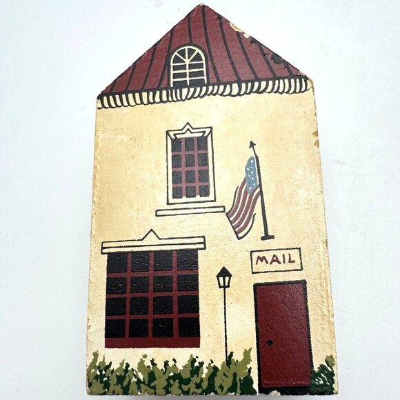 Hand-Painted Wooden Village House Decor Blocks Set Of 3 Vintage - Picture 2 of 7